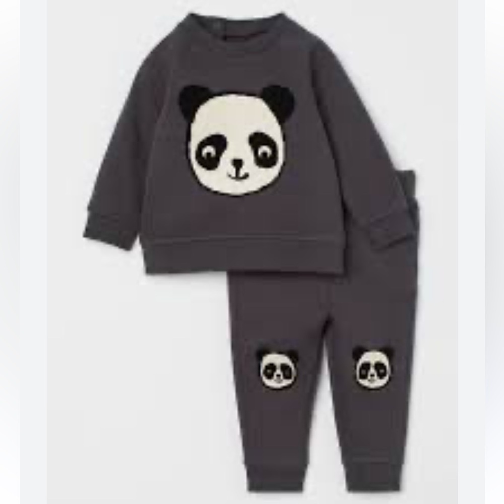 H&M Kids 2-piece Panda Sweatshirt and Sweatpants Set